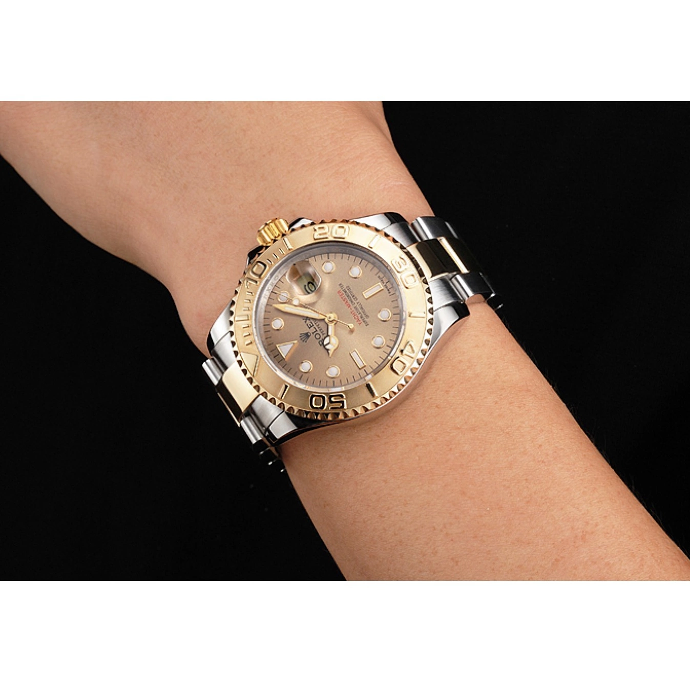 Aaa replica watch Yacht-Master Case Dial Swiss Bezel Gold Tone Steel Dial Two Gray Stainless Rolex 0723